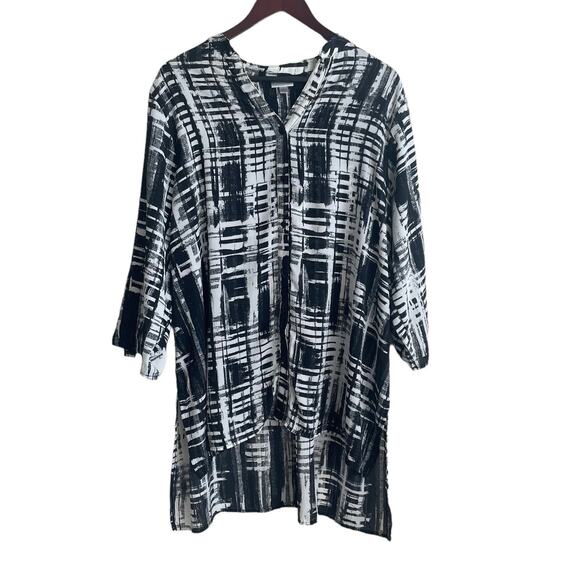 Avenue Women Tunic Top 18/20 Split‎ Neck 3/4 Roll Tab Sleeve Button Up Workwear - Picture 1 of 14